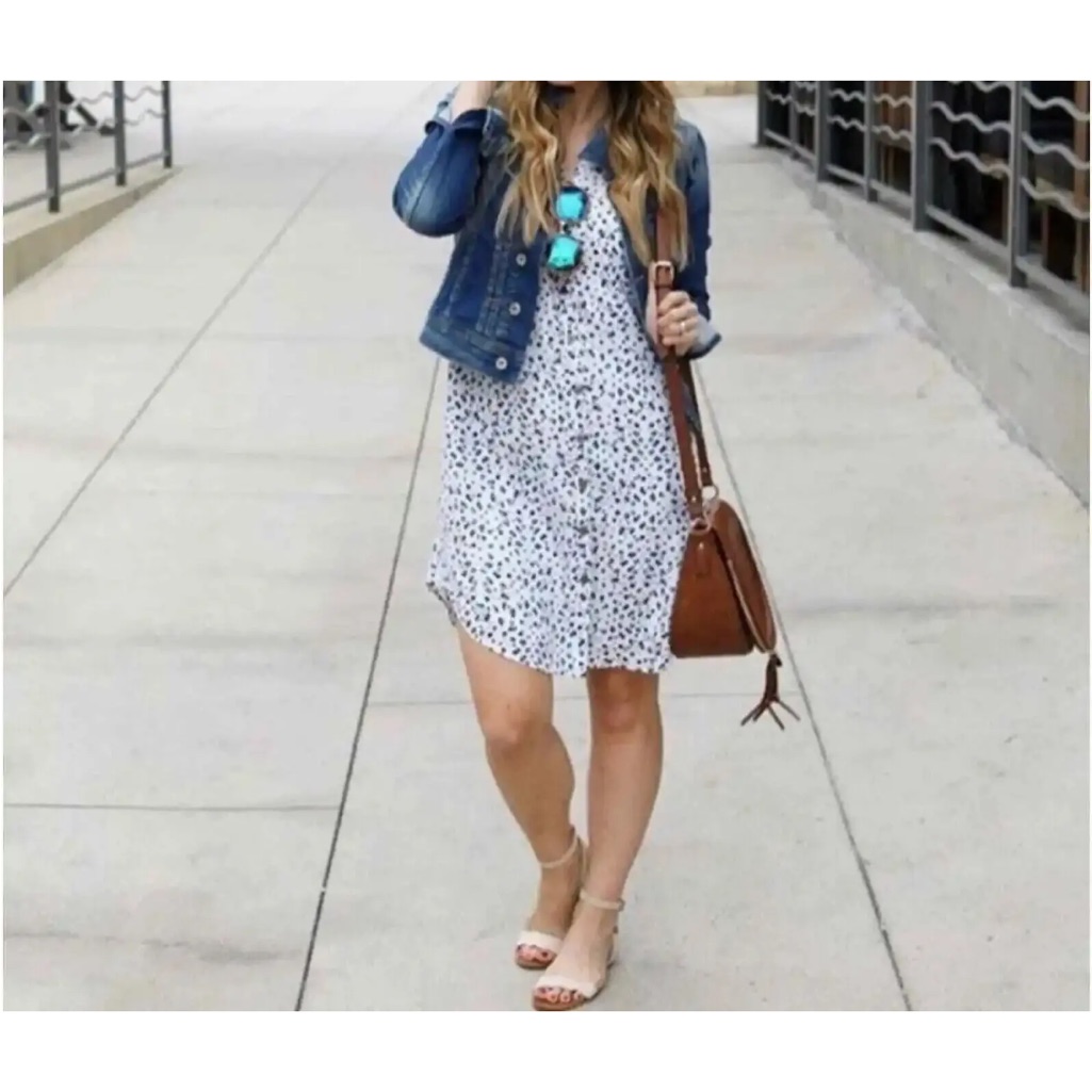 Cabi Camilla Shirtdress White Blue Brown Size Small Style 5233
